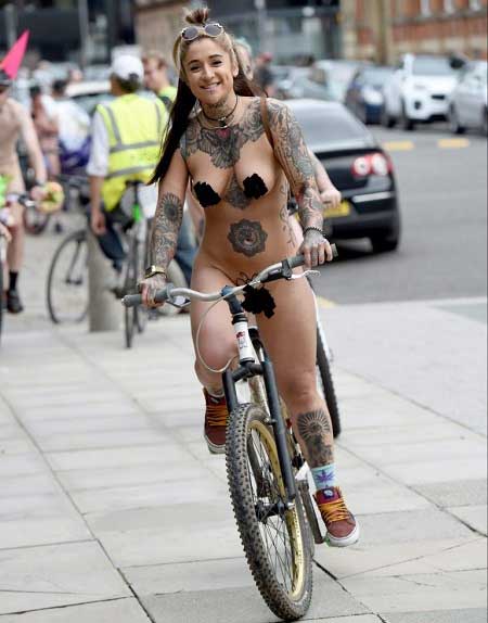 Totally naked on bicycle, lesbian group sex parties